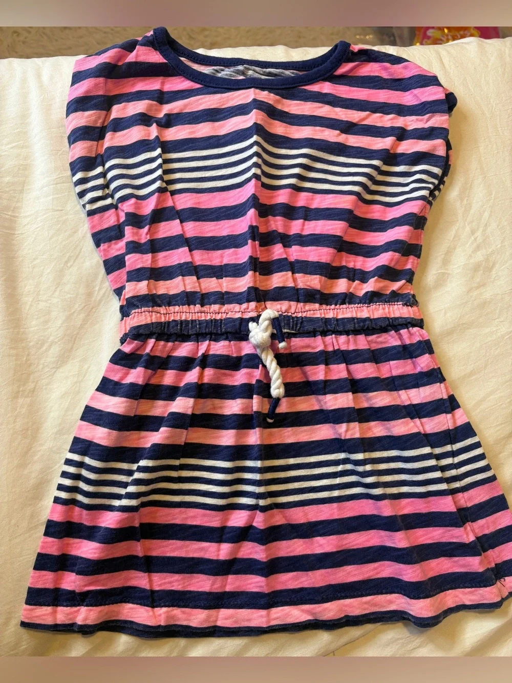 Carter's Pink and Navy Striped Drawstring Dress